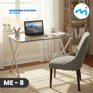 Escritorio Plateado de Vidrioo